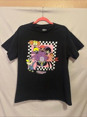Cartoon Network Black Tee with Pink & Yellow Power Squad Graphic